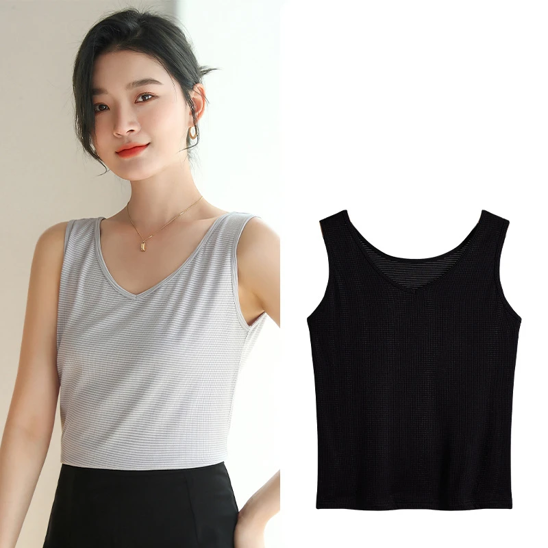 Slim-fitting vest women's 2022 spring and summer new black sleeveless shirt casual v-neck camisole Women Vest T-shirt Women Tops 
Slim-fitting vest women's 2022 spring and summer new black sleeveless shirt casual v-neck camisole Women Vest T-shirt Women Tops