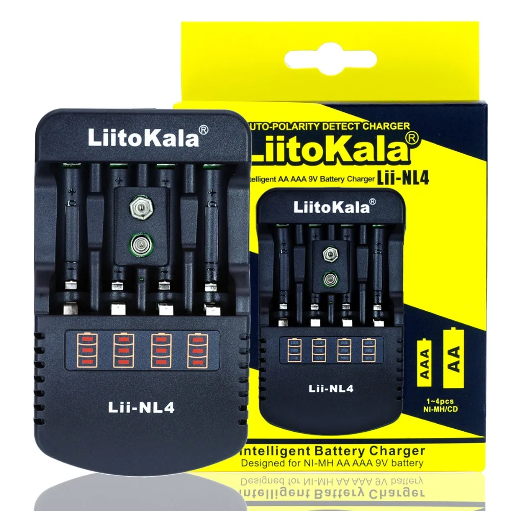 

100% Original Liitokala Lii-NL4 1.2V AA / AAA NiMH Baterias 9V Carregador De Bateria Recarregável