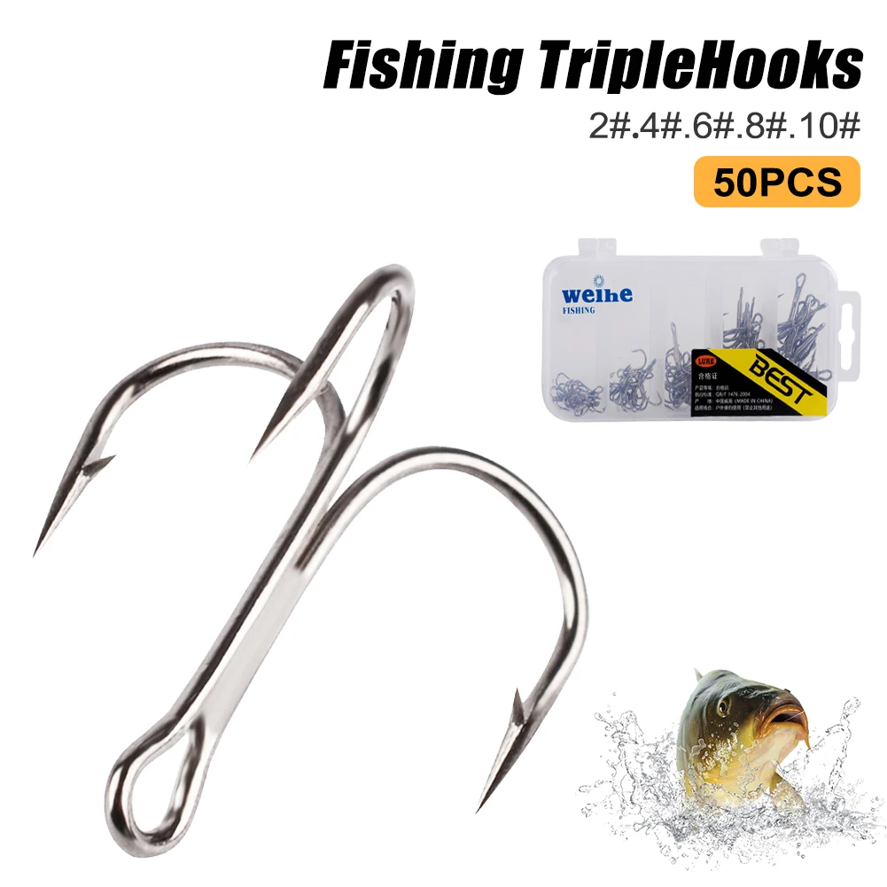 50pcs 2#-10# Fishing Treble Hooks High Carbon Steel Material Treble Black Fishing Hook Barbed Saltwater Bass with Storage Box
50pcs 2#-10# Fishing Treble Hooks High Carbon Steel Material Treble Black Fishing Hook Barbed Saltwater Bass with Storage Box