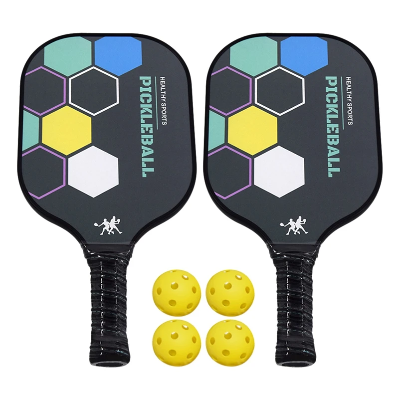 

Top!-Portable Pickleball Paddle Set Glass Fiber Lightweight Racket Ball Cricket Bat Kit With 2 Paddles 4 Balls 1 Racket Cover