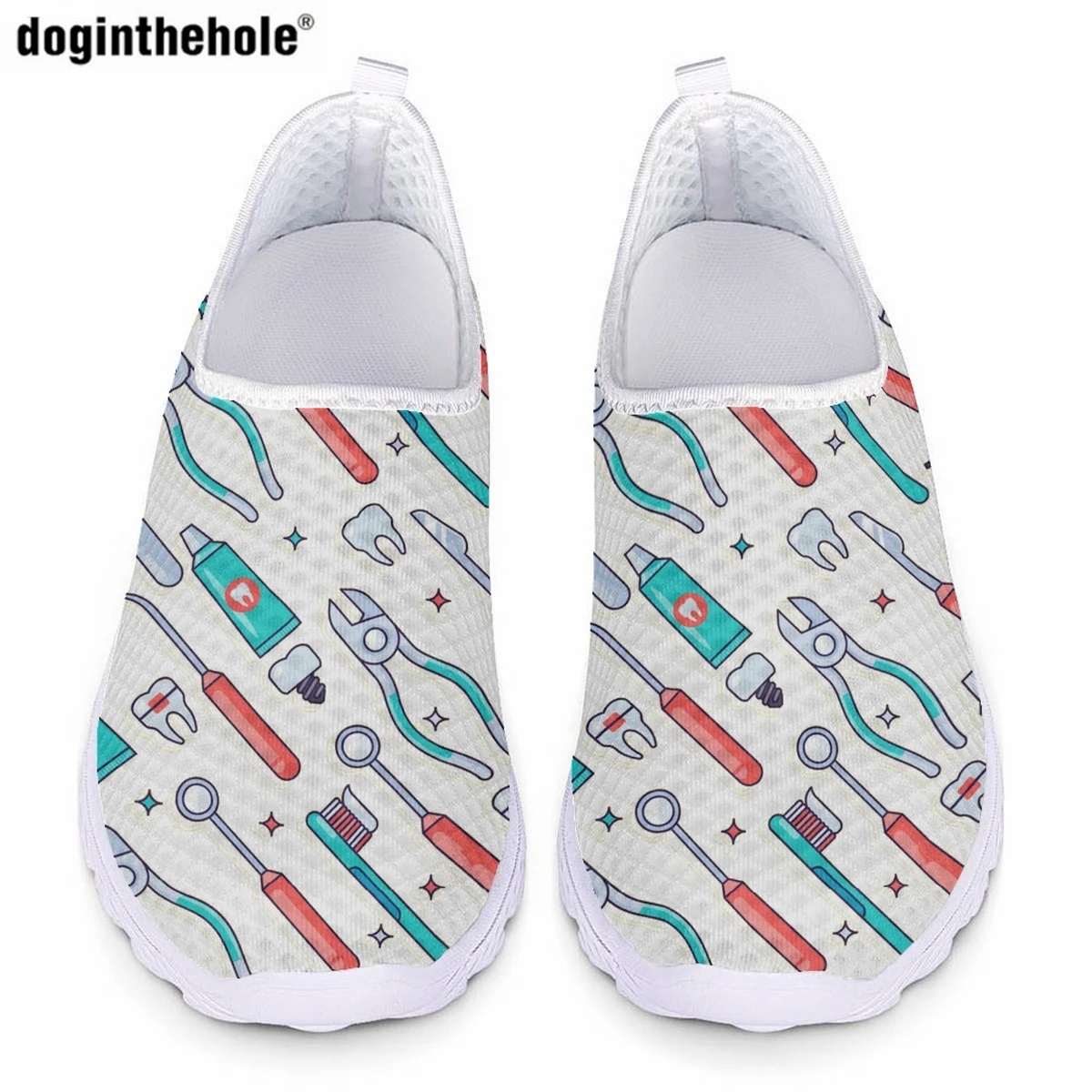Doginthehole Summer Women's Casual Shoes Love Teeth Cartoon Printing Flat Hospital Nursing Shoes Breathable Mesh Sports Shoes
Doginthehole Summer Women's Casual Shoes Love Teeth Cartoon Printing Flat Hospital Nursing Shoes Breathable Mesh Sports Shoes