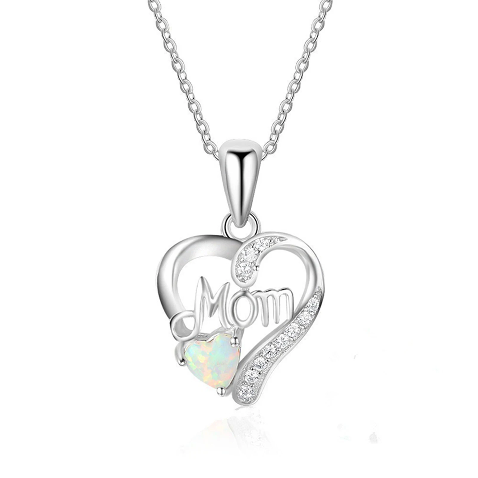 Mom Necklace With Letters Mom & Heart Design Zircon Hollow Heart-shaped Neck Jewelry Gift For Women Mother Alloy 
Mom Necklace With Letters Mom & Heart Design Zircon Hollow Heart-shaped Neck Jewelry Gift For Women Mother Alloy