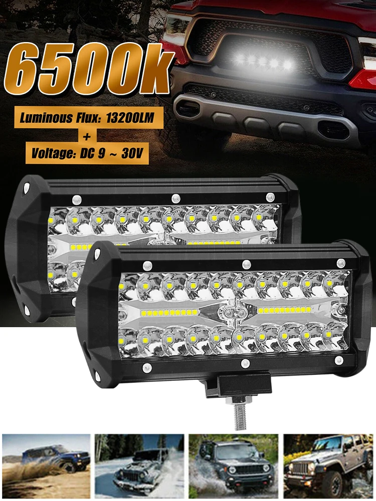 2pcs 7“ LED Light Bar 400W Triple Row 40LED Work Light 13200LM Spot Light 12V/24V Driving Fog Light Off Road Truck 4x4 ATV Light
2pcs 7“ LED Light Bar 400W Triple Row 40LED Work Light 13200LM Spot Light 12V/24V Driving Fog Light Off Road Truck 4x4 ATV Light