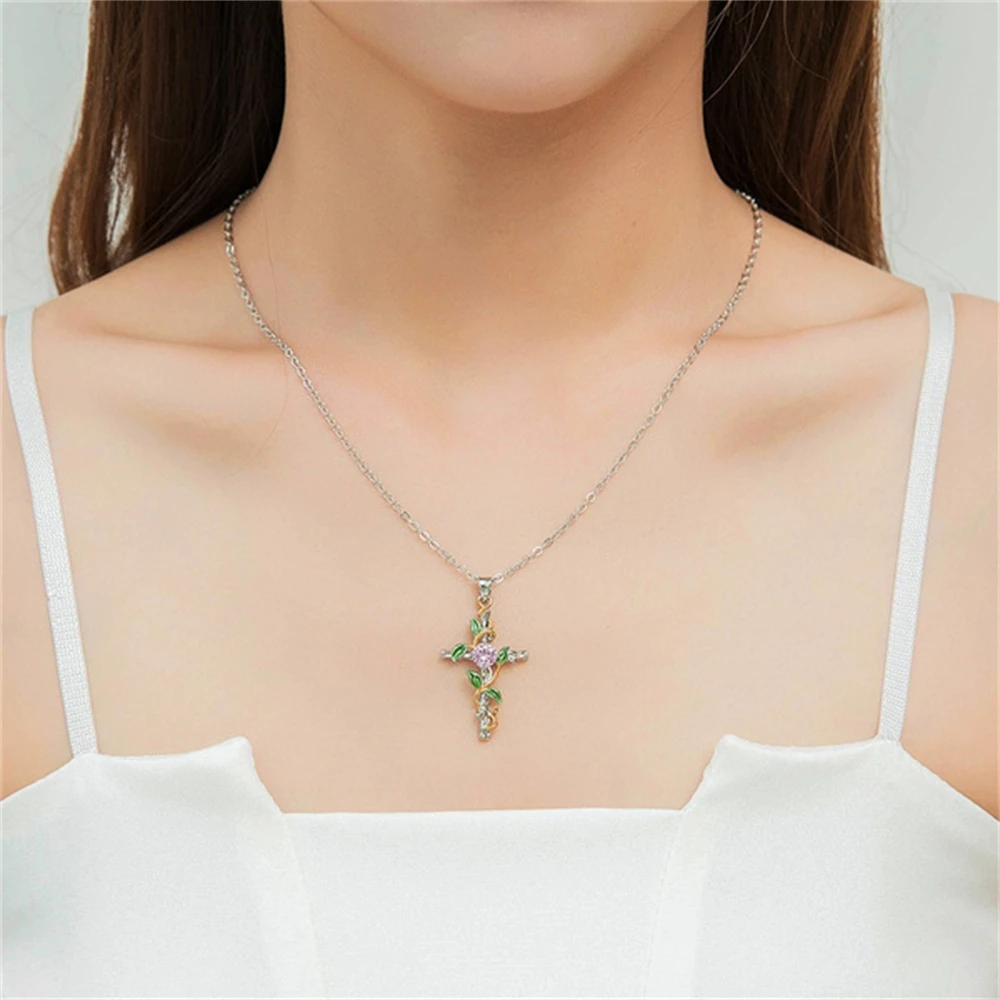 Green Leaf Zircon Cross Pendant Necklace For Women Girl Creative Rhinestone Zinc Alloy Cross Necklace Fashion Christian Jewelry
Green Leaf Zircon Cross Pendant Necklace For Women Girl Creative Rhinestone Zinc Alloy Cross Necklace Fashion Christian Jewelry