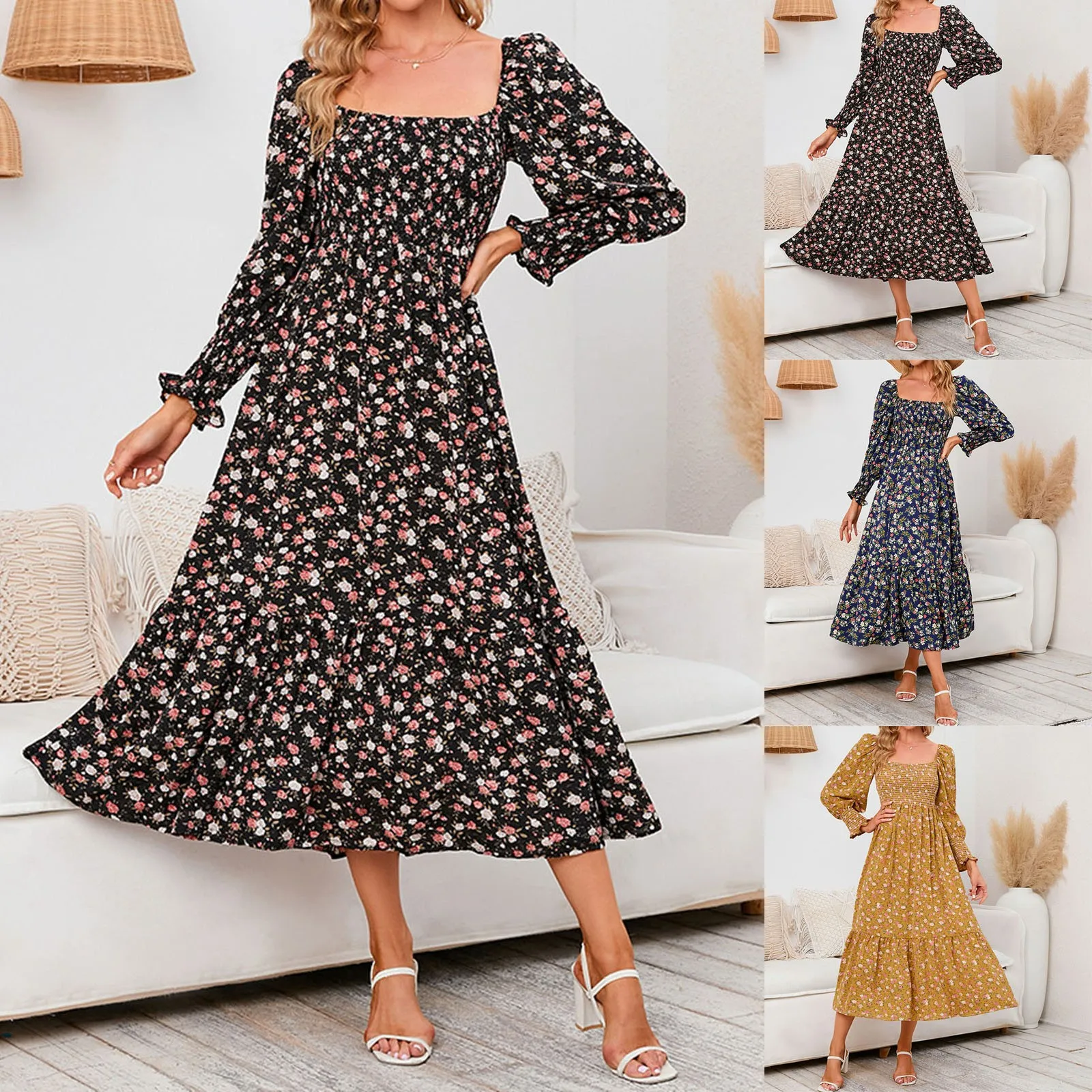 Winter Dress Women Casual Ladies Fashion Autumn Winter Small Floral Dress Chiffon Skirt Long Sleeve Dress Midi Dress
Winter Dress Women Casual Ladies Fashion Autumn Winter Small Floral Dress Chiffon Skirt Long Sleeve Dress Midi Dress