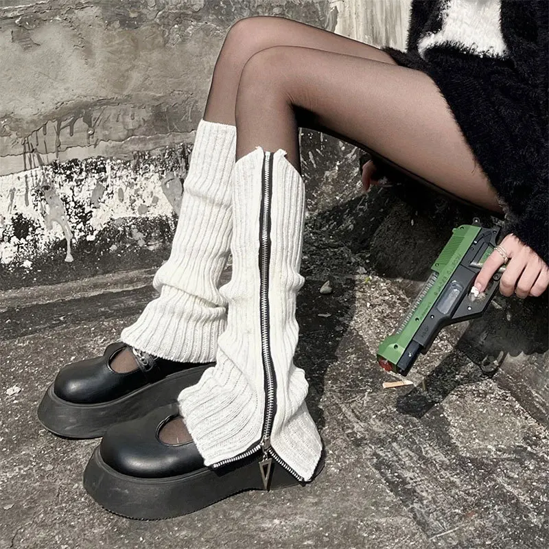 

Lolita Leg Thigh Jk Socks Tube Warmer Warmers Cuffs Boots Warmers Japanese Socks Knit Leg Punk Socks Boot Zipper Knit