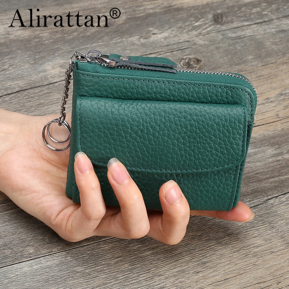 

Alirattan Zero Wallet Multi layer Leather Minimalist Mini Zipper Coin Bag For Women's Small Wallet Card Bag