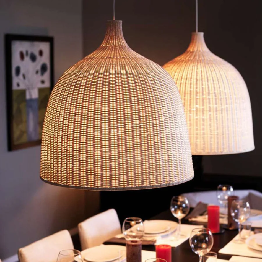 

Rattan LED Pendant Lights Round Bird's Nest House Straw Hat Bamboo Lamp Pastoral Vintage Restaurant Chandeliers Southeast Asia