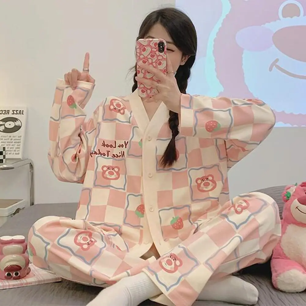 2023 Autumn High-end Long Sleeved Women's Pajamas Thin Cute Cartoon Sleepwear Set Cardigan Female Home Clothing Suit
2023 Autumn High-end Long Sleeved Women's Pajamas Thin Cute Cartoon Sleepwear Set Cardigan Female Home Clothing Suit