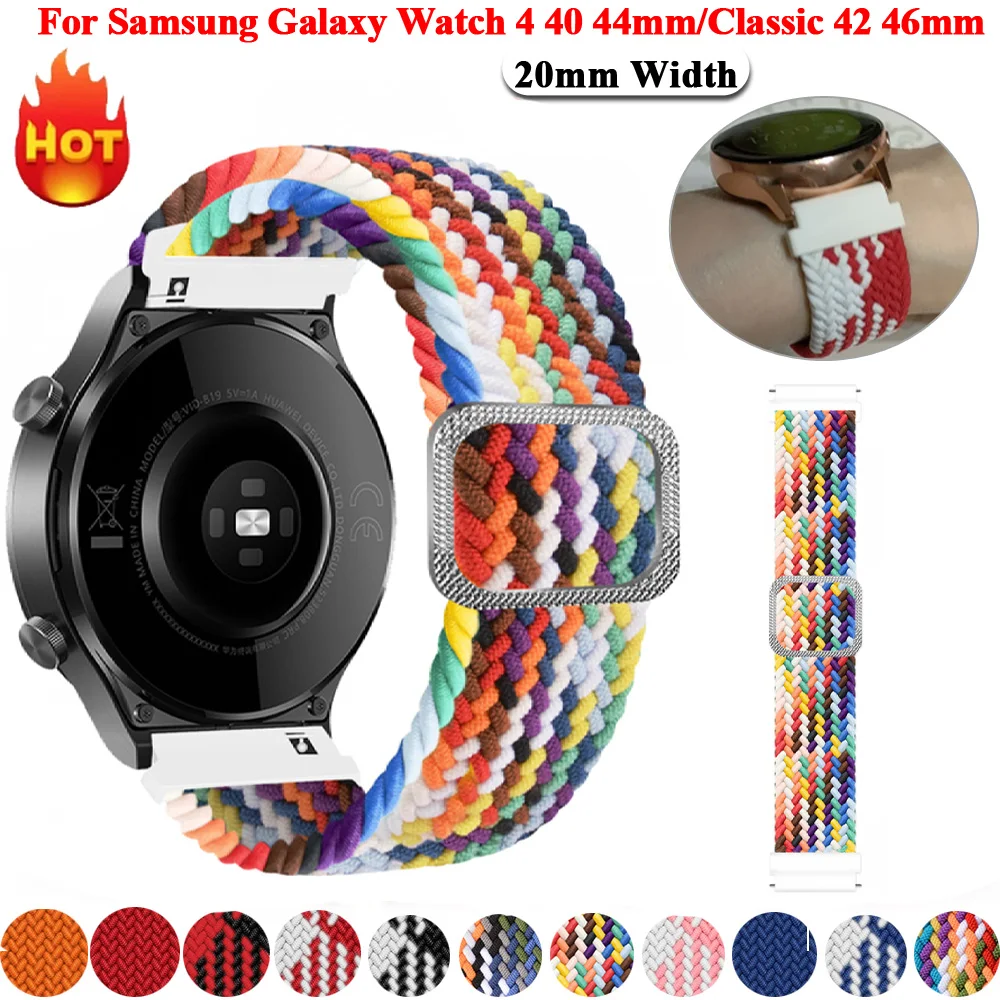 

Braided Solo Loop Smart Straps For Samsung Galaxy Watch 4 Classic 46mm/42mm/Active 240 44mm Bracelet 20mm Watch 3 41mm WristBand