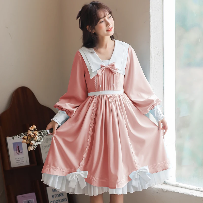 Spring New College Style Age Reducing Sweet Lolita Bow Lapel Long Sleeve Waist Closing Medium Length Dress
Spring New College Style Age Reducing Sweet Lolita Bow Lapel Long Sleeve Waist Closing Medium Length Dress