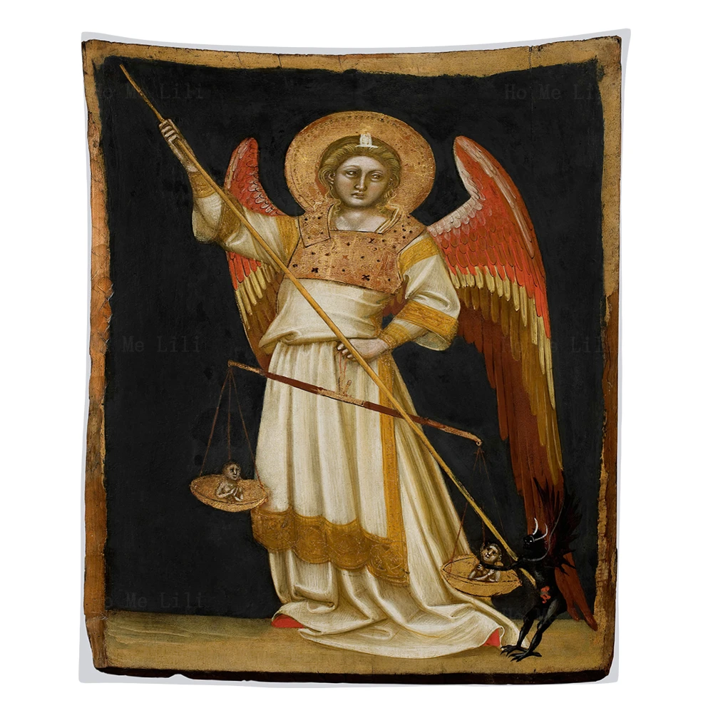 

Angels Who Weigh The Soul And Fight With The Devil Chapel Frescoes Tapestry By Ho Me Lili For Livingroom Decor Wall Hanging