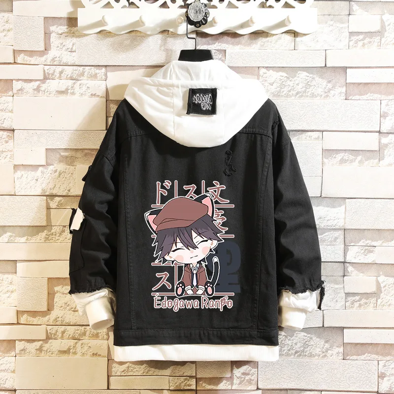 Design Stray Dogs Anime Costume Men Women Osamu Dazai Nakahara Chuuya Denim Jacket Atushi Nakajima Denim Jacket Hooded
Design Stray Dogs Anime Costume Men Women Osamu Dazai Nakahara Chuuya Denim Jacket Atushi Nakajima Denim Jacket Hooded