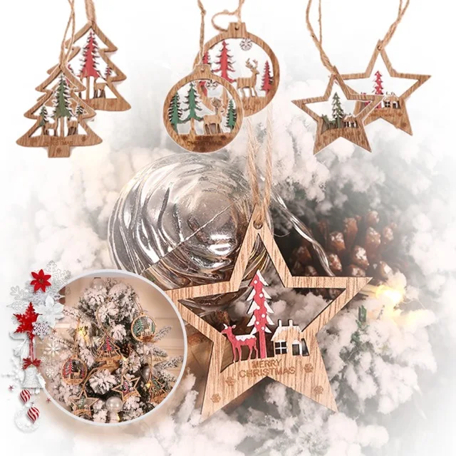 Decorations Creative New Christmas Set-up Hollow Elk Pendant Christmas Colored Wooden Round Six-piece Hanging Ornaments
Decorations Creative New Christmas Set-up Hollow Elk Pendant Christmas Colored Wooden Round Six-piece Hanging Ornaments