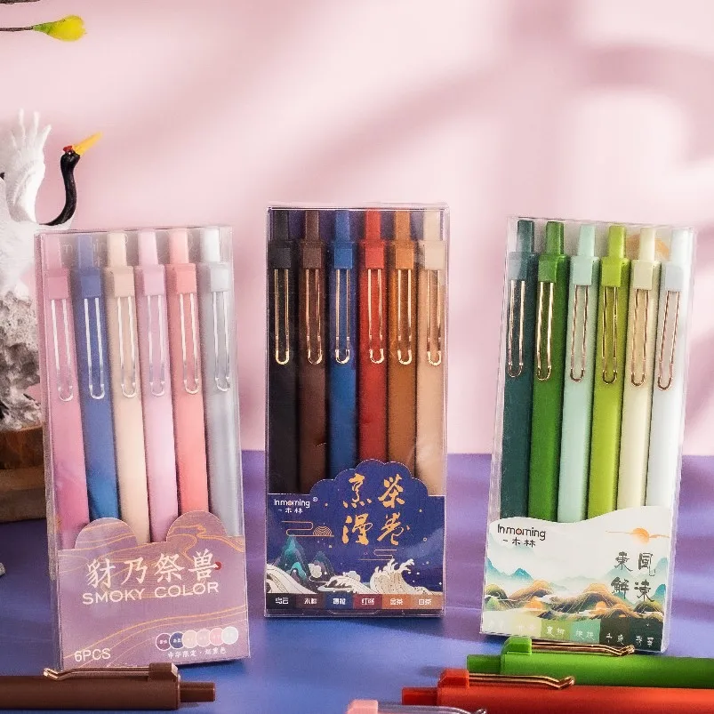 6pcs Retro Style Gel Pens Set Click Type 0.5mm Ballpoint Quick Dry Black Color Ink for Writing Office School Supplies A7053
6pcs Retro Style Gel Pens Set Click Type 0.5mm Ballpoint Quick Dry Black Color Ink for Writing Office School Supplies A7053