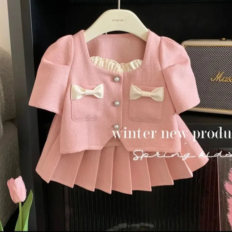 Summer Little Girls Children Clothing Set Pink Bow Two 2 Piece Set Sleeveless Top+Skirt Baby Clothes Kids Birthday Outfit
Summer Little Girls Children Clothing Set Pink Bow Two 2 Piece Set Sleeveless Top+Skirt Baby Clothes Kids Birthday Outfit