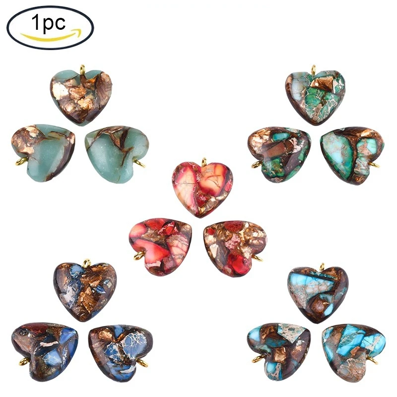NBEADS 1PC Assembled Bronzite and Imperial Aqua Terra Jasper Pendants with Iron Findings Heart For Jewelry Findings 22x20x7mm
NBEADS 1PC Assembled Bronzite and Imperial Aqua Terra Jasper Pendants with Iron Findings Heart For Jewelry Findings 22x20x7mm