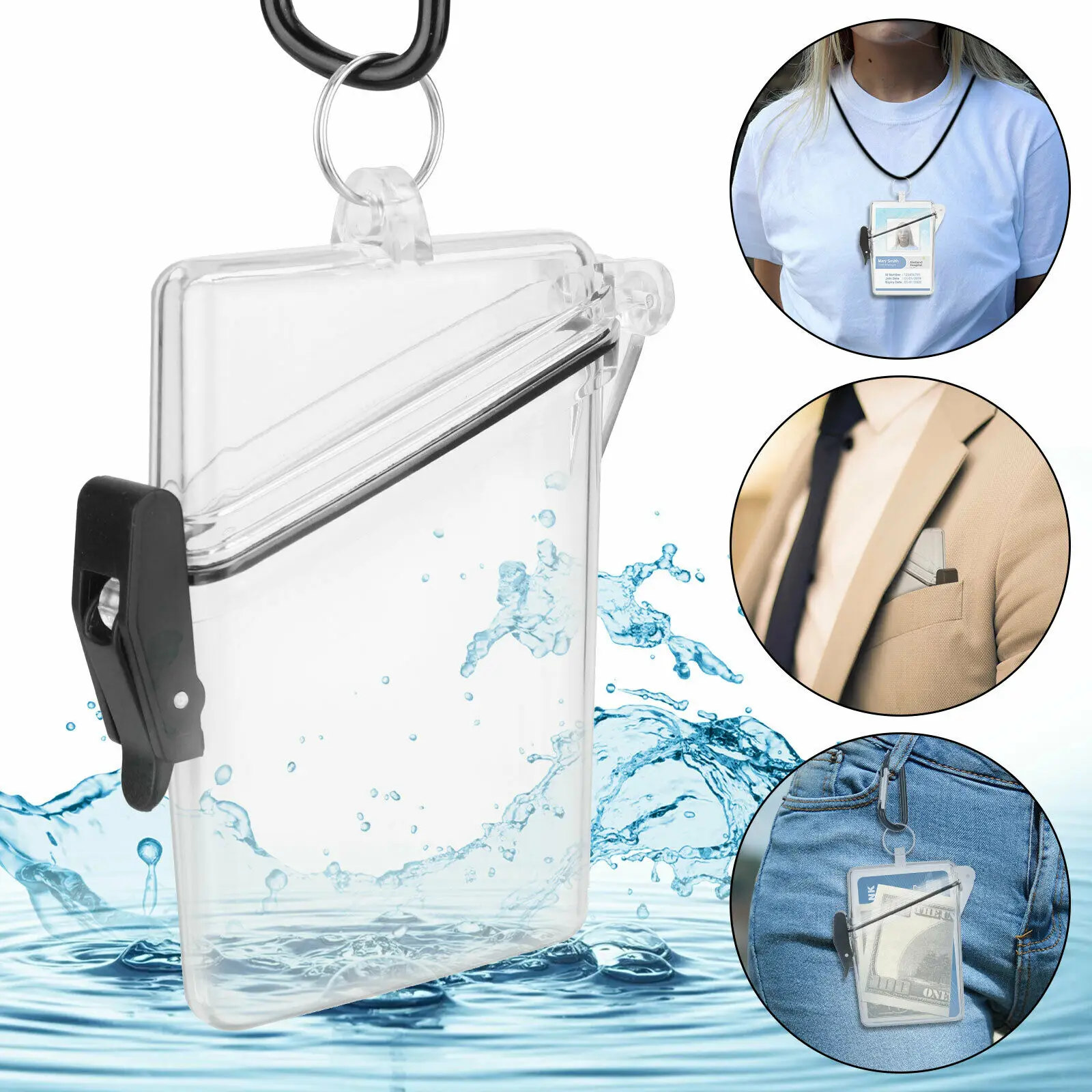 Portable Waterproof Durable Clear Plastic ID Card Key Holder Case Protect With Lanyard
Portable Waterproof Durable Clear Plastic ID Card Key Holder Case Protect With Lanyard