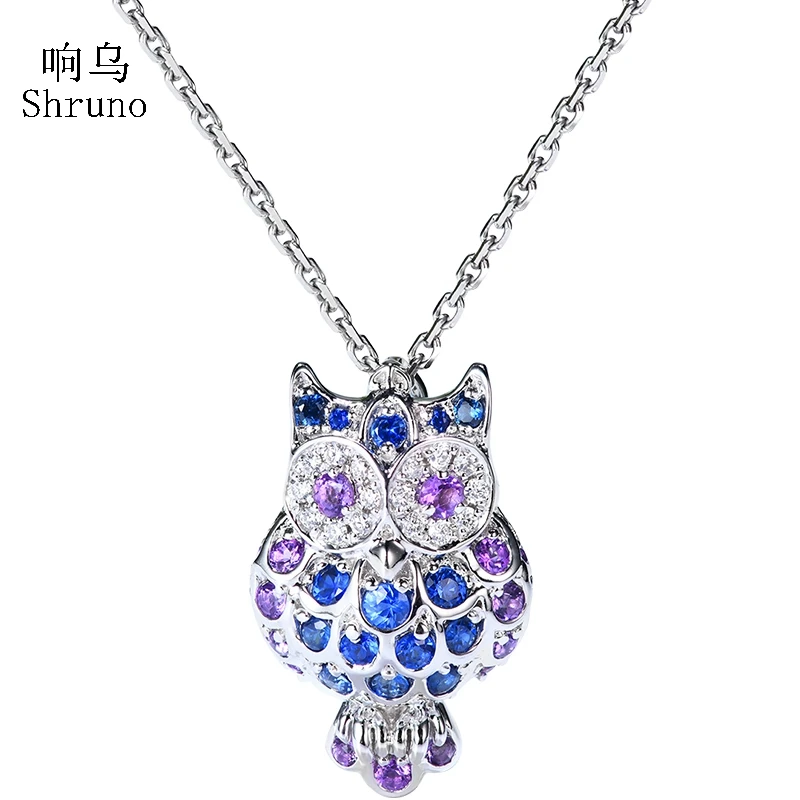 Shruno Owl Sapphire Diamond Pendant Solid 18k White Gold Natural Amethyst Pendant Women High Quality Exquiste Art Deco Jewelry
Shruno Owl Sapphire Diamond Pendant Solid 18k White Gold Natural Amethyst Pendant Women High Quality Exquiste Art Deco Jewelry