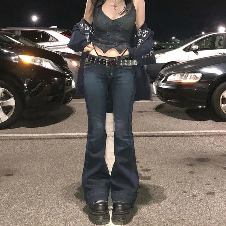 Aesthetic Streetwear Casual Cargo Pants y2k Flare Jeans Women Vintage Low Waisted Cute Trousers Women Korean Distressed Jean
Aesthetic Streetwear Casual Cargo Pants y2k Flare Jeans Women Vintage Low Waisted Cute Trousers Women Korean Distressed Jean