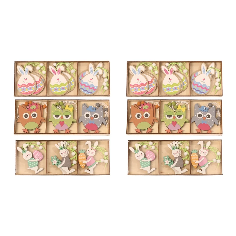 6 Sets Easter Rabbit Wooden Pendants Hanging Painting Bunny Wood Crafts DIY Decor Easter Decorations For Home Kids Gift 
6 Sets Easter Rabbit Wooden Pendants Hanging Painting Bunny Wood Crafts DIY Decor Easter Decorations For Home Kids Gift