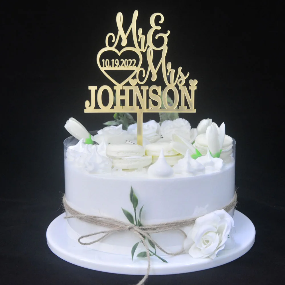 Wedding Acrylic Cake Toppers Gold Silver Black Color Mr & Mrs Personalized Name and Date for Mariage Party Cake Decoration
Wedding Acrylic Cake Toppers Gold Silver Black Color Mr & Mrs Personalized Name and Date for Mariage Party Cake Decoration