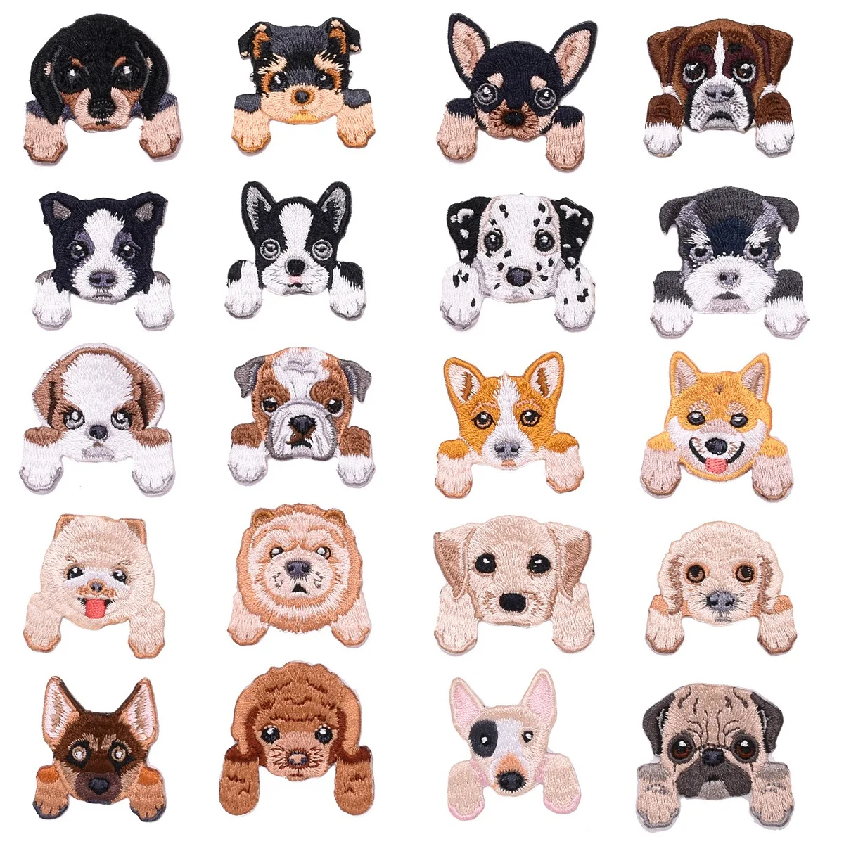 

20Pcs Cute Dog Iron On Embroidered Patches Clothing Appliques, Assorted Mini dog Sew On for Jeans Bags Jackets patch Decorative