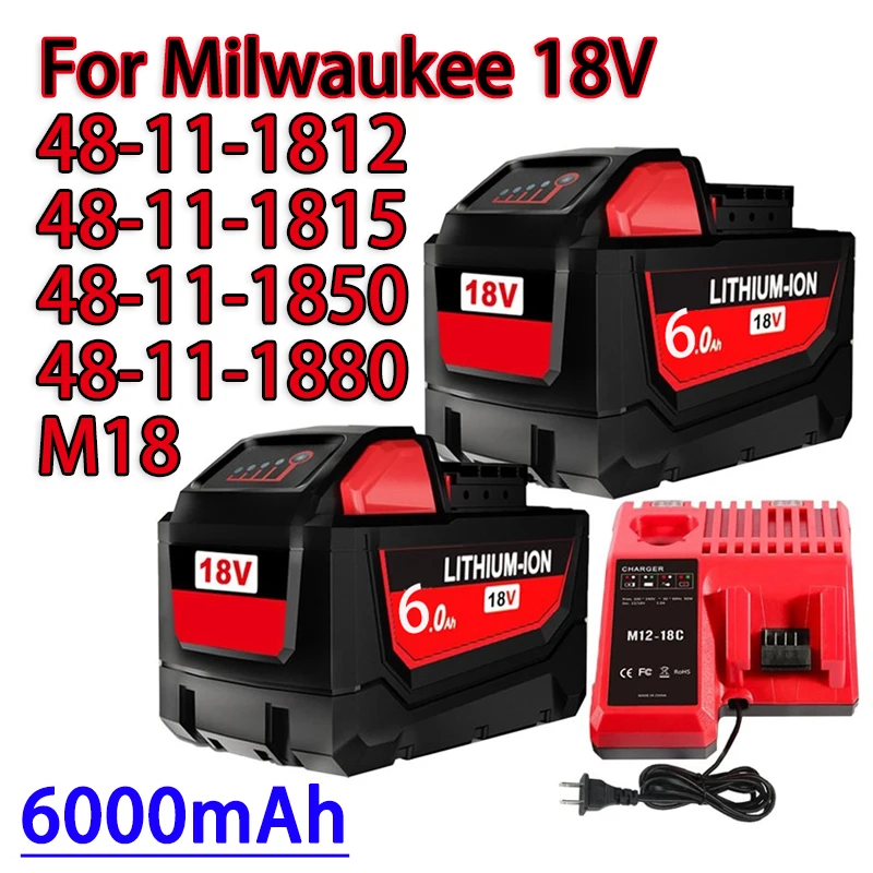 18V For Milwaukee M18 Battery M18B6 XC 6.0Ah Li-Ion 48-11-1860 48-11-1852 48-11-1850 48-11-1840 Cordless Power Tool 18V Charger
18V For Milwaukee M18 Battery M18B6 XC 6.0Ah Li-Ion 48-11-1860 48-11-1852 48-11-1850 48-11-1840 Cordless Power Tool 18V Charger