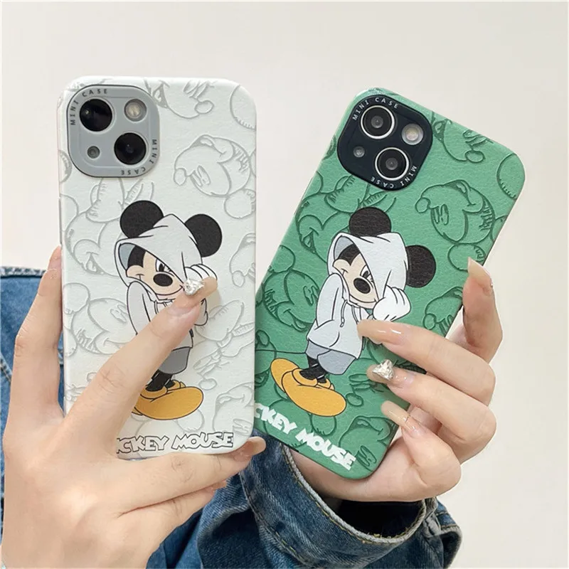 Disney cartoon Mickey for iPhone7plus/Xr/xs/11/12proMax/13 Apple case Mickey print green white leather texture soft cover
Disney cartoon Mickey for iPhone7plus/Xr/xs/11/12proMax/13 Apple case Mickey print green white leather texture soft cover