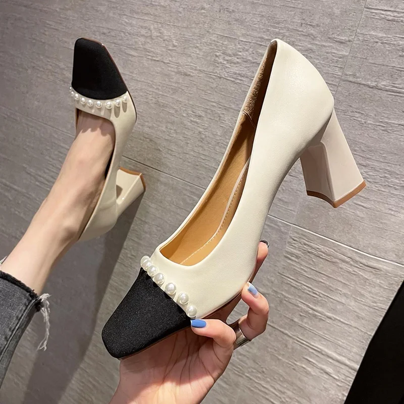 Women's Shoes High Heels Spring 2022 New Square Toe Thick Heel Shallow Mouth Pearl Color Matching High Heels Womens Shoes
Women's Shoes High Heels Spring 2022 New Square Toe Thick Heel Shallow Mouth Pearl Color Matching High Heels Womens Shoes