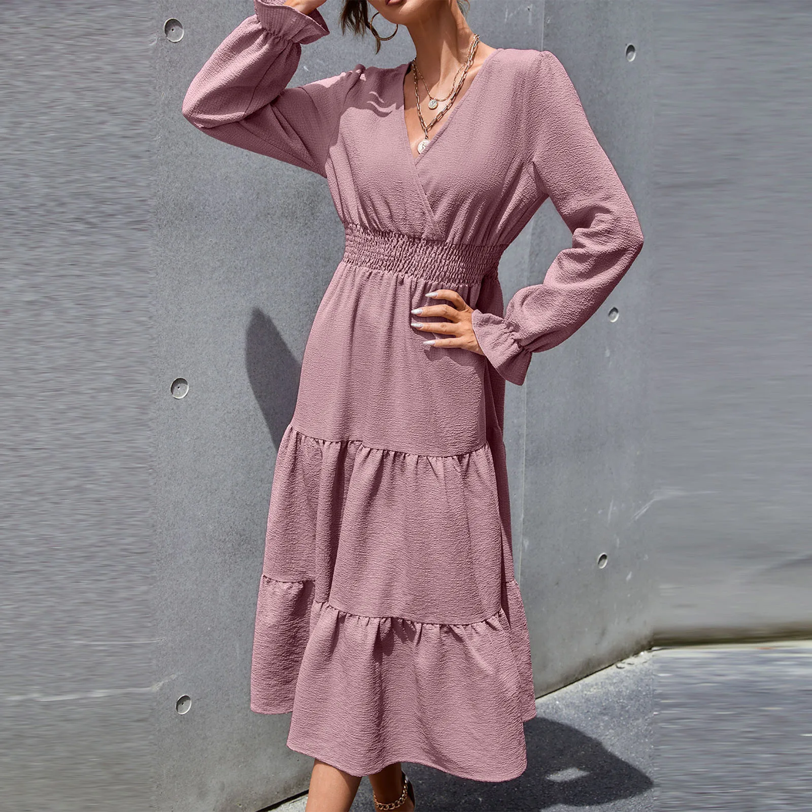 Ladies Elegant Casual Solid Color Slim Fit Slim V Neck Mid Length Dress Cute Spring Dresses for Women
Ladies Elegant Casual Solid Color Slim Fit Slim V Neck Mid Length Dress Cute Spring Dresses for Women
