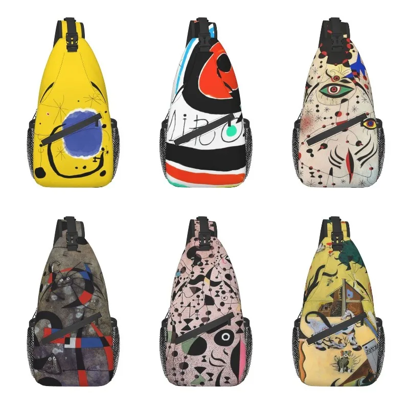 

The Gold Of The Azure Sling Chest Crossbody Bag Men Casual Joan Miro Abstract Art Shoulder Backpack for Camping Biking