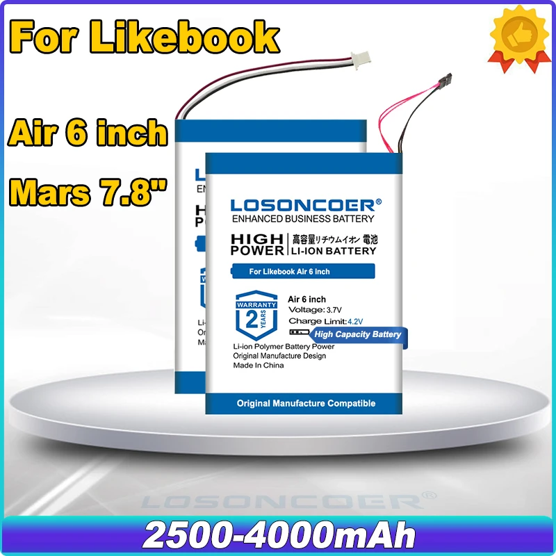 4000mAh Battery For Likebook Air 6 inch E-Book Reader Batteries 4-Wires Cables Mars 7.8" Ebook 3-Wire Plug
4000mAh Battery For Likebook Air 6 inch E-Book Reader Batteries 4-Wires Cables Mars 7.8" Ebook 3-Wire Plug