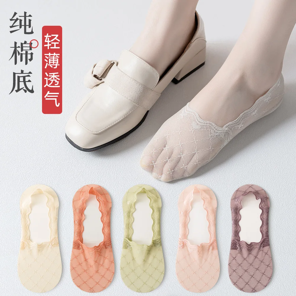 

Socks With Thin Woman Not To Drop Ship Stealth Cotton Socks Summer Efficient Ventilation Plaid Lace Female Socks