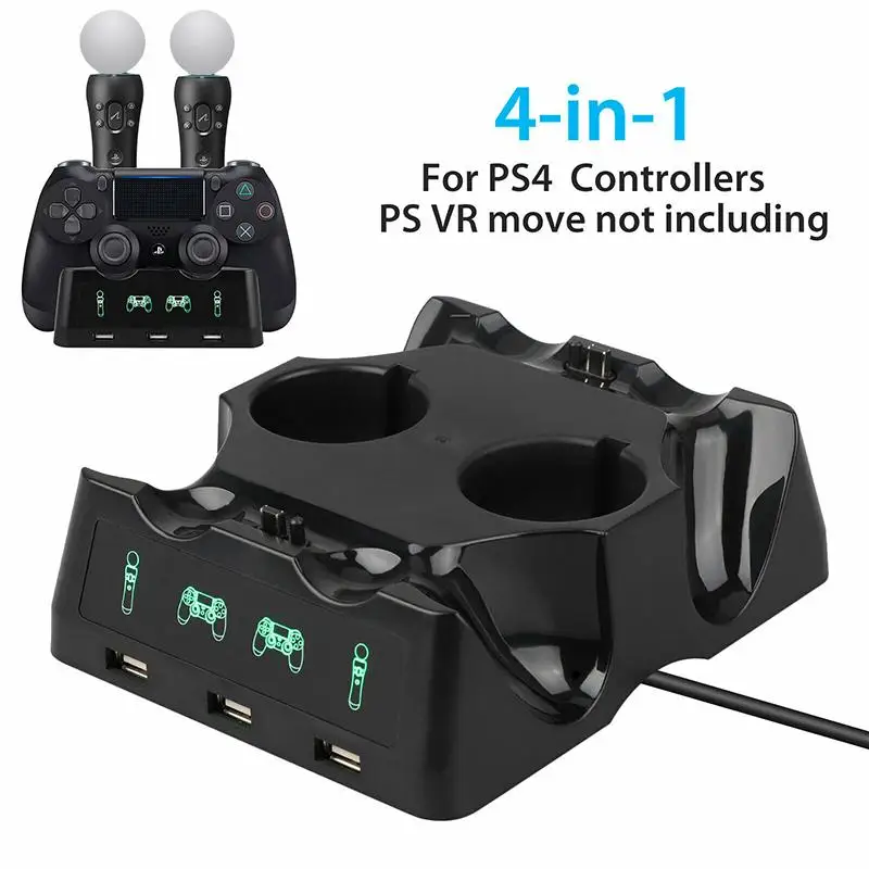 

Контроллер 4 в 1 для PS4 PS Move VR PSVR, зарядная док-станция, зарядная подставка для PS VR Move PS 4, аксессуары для игр
