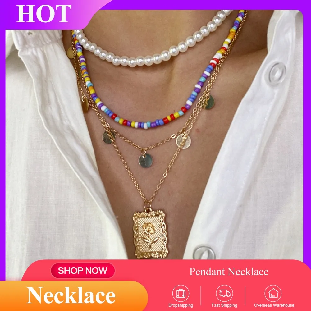Bohemia Pearl Rainbow Rice Bead Shell Necklace Multi-layer Pendant Necklace Sexy Personality Fashion Female Necklace
Bohemia Pearl Rainbow Rice Bead Shell Necklace Multi-layer Pendant Necklace Sexy Personality Fashion Female Necklace