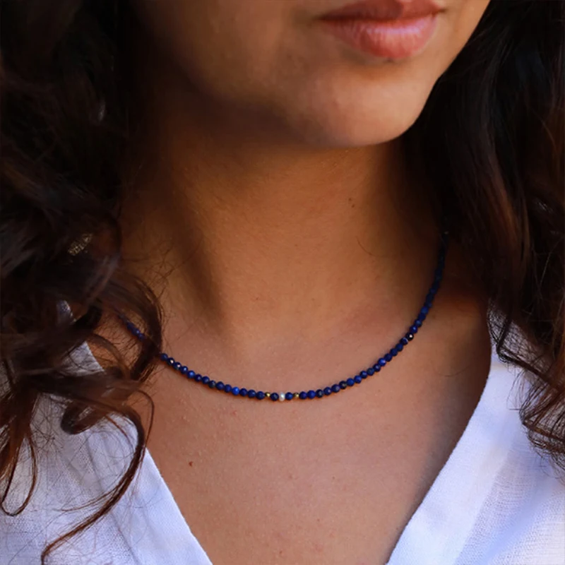 Faceted Deep Blue Lapis Lazuli Necklace Natural Stone Chocker Wholesale Beads Mother Daughter Gifts
Faceted Deep Blue Lapis Lazuli Necklace Natural Stone Chocker Wholesale Beads Mother Daughter Gifts