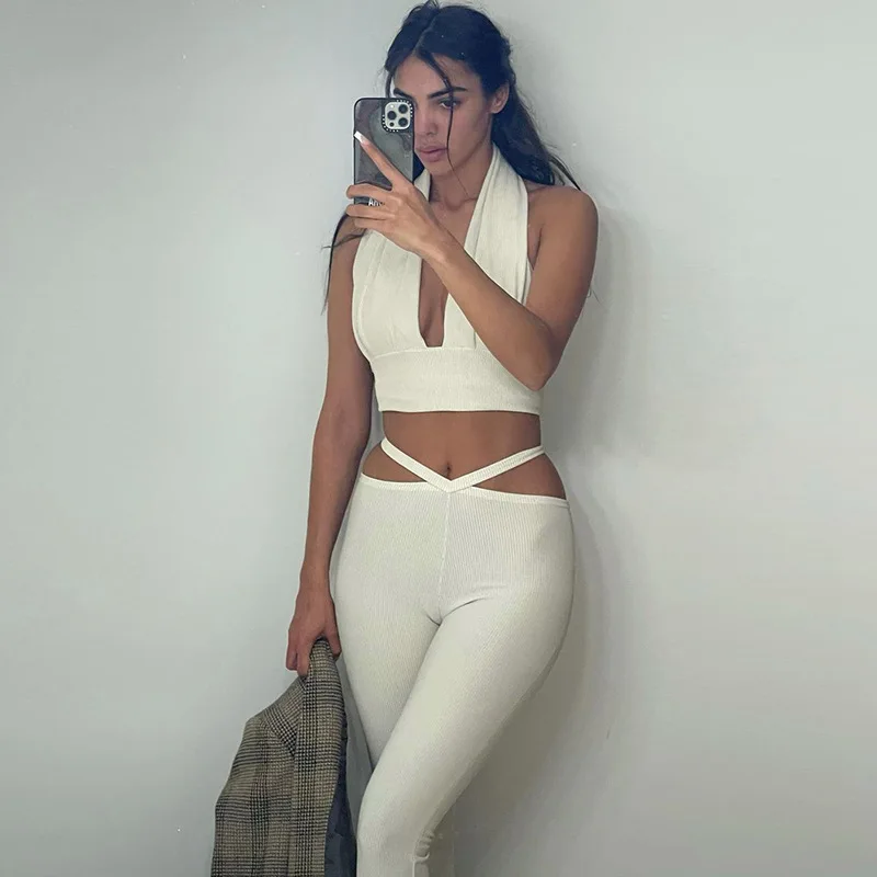 Women's Suit Solid Sportswear Sexy Outfit 2021 Spring Summer Fashion Halter Tank Top Low Waist Pants Two Piece Set Women Clothes
Women's Suit Solid Sportswear Sexy Outfit 2021 Spring Summer Fashion Halter Tank Top Low Waist Pants Two Piece Set Women Clothes