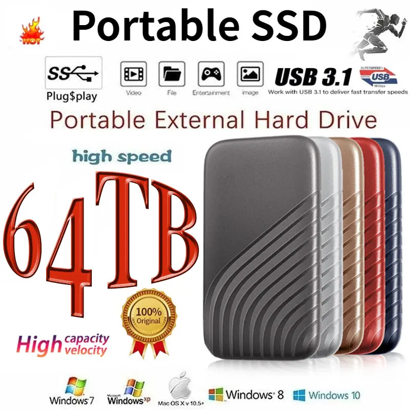 New 100% Original High-speed 16TB 8TB SSD 4TB 2TB Portable External Solid State Hard Drive USB3.1 Interface Mobile Hard Drive
New 100% Original High-speed 16TB 8TB SSD 4TB 2TB Portable External Solid State Hard Drive USB3.1 Interface Mobile Hard Drive