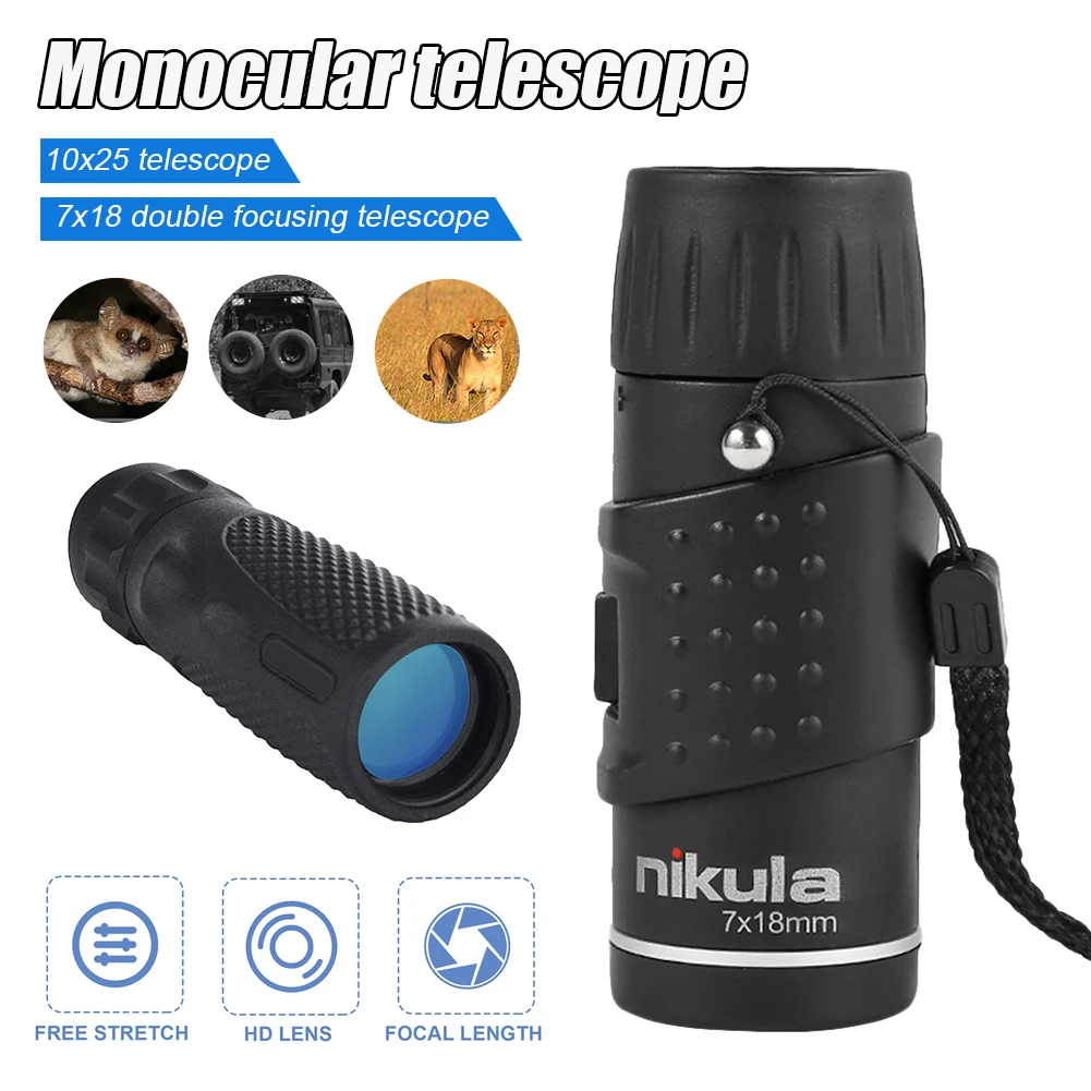 Mini Monocular Telescope 7X18 Fully Coated Optics BAK4 Prisms Monocular With Night Vision For Outdoor Hunting Camping
Mini Monocular Telescope 7X18 Fully Coated Optics BAK4 Prisms Monocular With Night Vision For Outdoor Hunting Camping