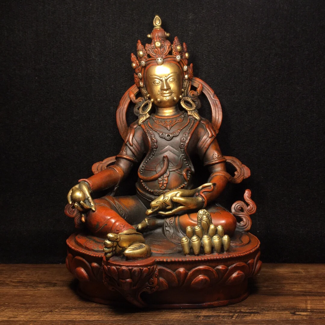 12" Chinese Folk Collection Old Bronze gilt gold Yellow God of Wealth Buddha Huang Caishen Sitting Buddha ornament Town house
12" Chinese Folk Collection Old Bronze gilt gold Yellow God of Wealth Buddha Huang Caishen Sitting Buddha ornament Town house