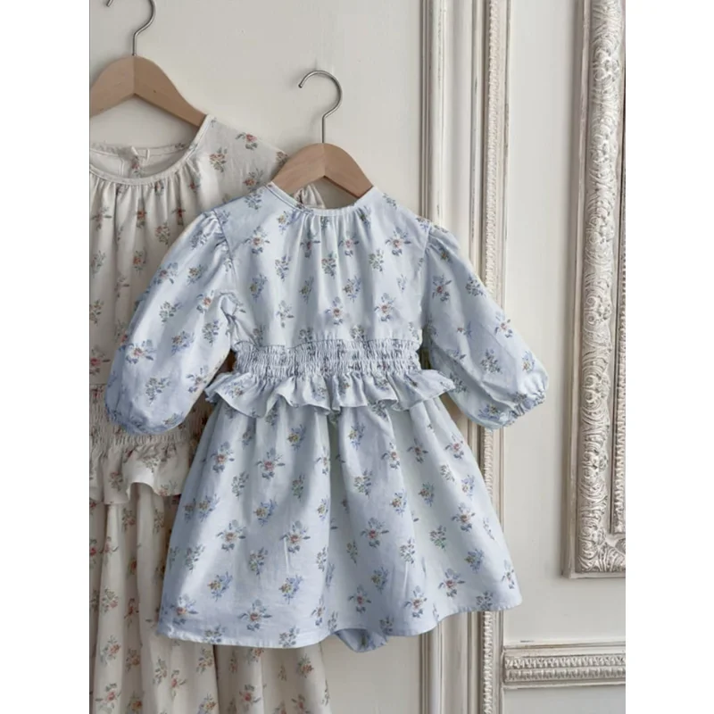 Autumn 2023 Baby Girls Flowers Dresses Pastoral Flower Long-sleeved Princess Dress Toddler Infant Skirt Korean Blue Outfits 
Autumn 2023 Baby Girls Flowers Dresses Pastoral Flower Long-sleeved Princess Dress Toddler Infant Skirt Korean Blue Outfits