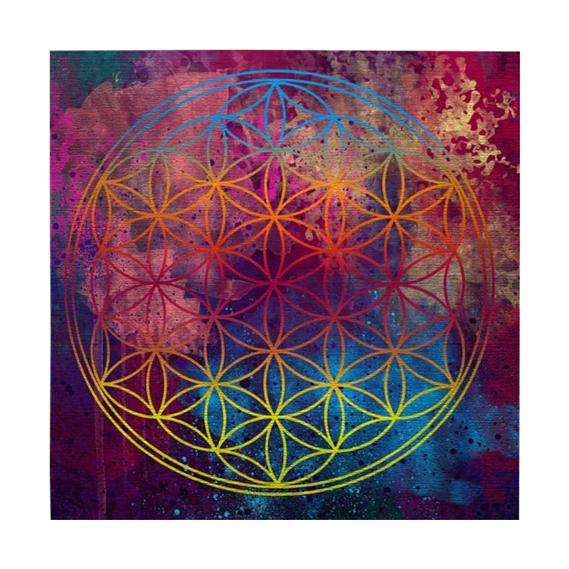 

Divination Pagan Altar Cloth Spiritual Oracle Card Mat Board Game Astrology Colorful Flower of Life Tarot Tablecloth