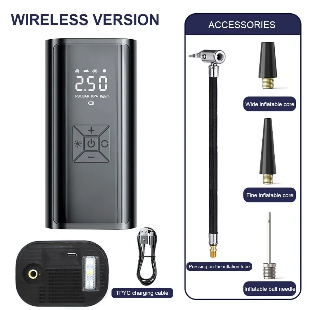 Автомобильный надувной насос 12 В, 6000 мАч, беспроводной воздушный компрессор, портативная электрическая шина, аксессуары для мотоциклов, велосипедов, лодок, шаров
Автомобильный надувной насос 12 В, 6000 мАч, беспроводной воздушный компрессор, портативная электрическая шина, аксессуары для мотоциклов, велосипедов, лодок, шаров