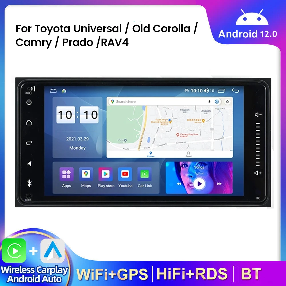 

2din Universal Android 12 Carplay GPS Car Radio Stereo Multimedia Player for Toyota COROLLA VIOS CROWN CAMRY HIACE PREVIA RAV4