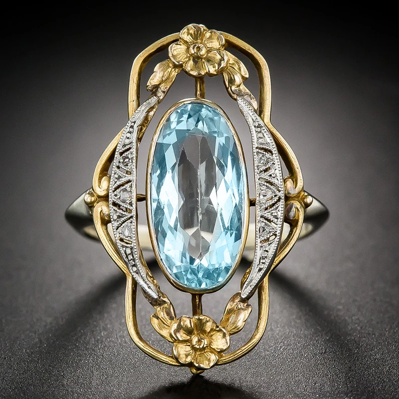New Vintage Two Tone Flower Design Finger Rings for Women Inlaid Sky Blue Stone Aesthetic Jewelry Party Ring Surprise Gift
New Vintage Two Tone Flower Design Finger Rings for Women Inlaid Sky Blue Stone Aesthetic Jewelry Party Ring Surprise Gift