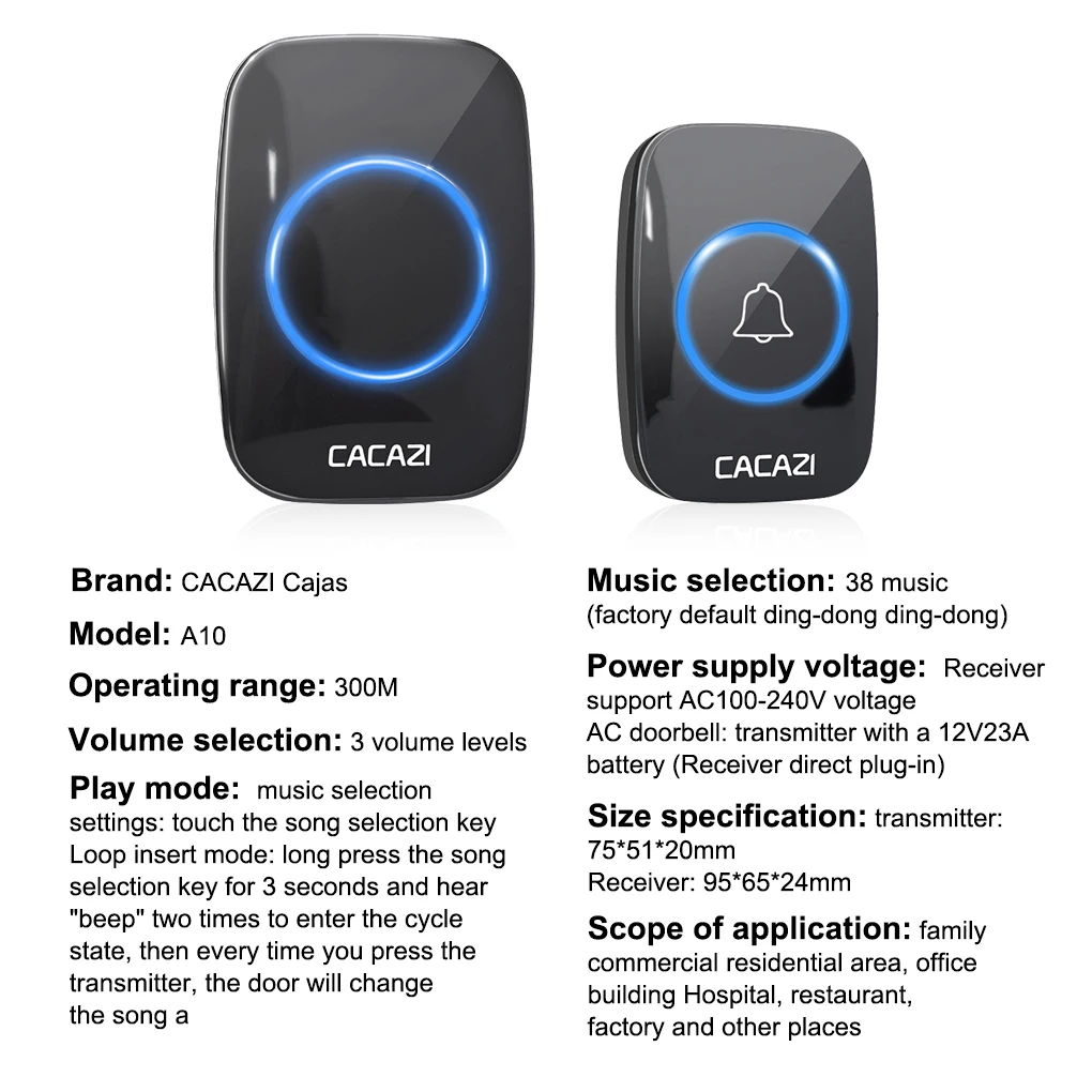 EU Plug Smart Wireless Doorbell Songs Welcome Alarm Remote Intelligent Replacement Door Bell Transmitter Receiver
EU Plug Smart Wireless Doorbell Songs Welcome Alarm Remote Intelligent Replacement Door Bell Transmitter Receiver