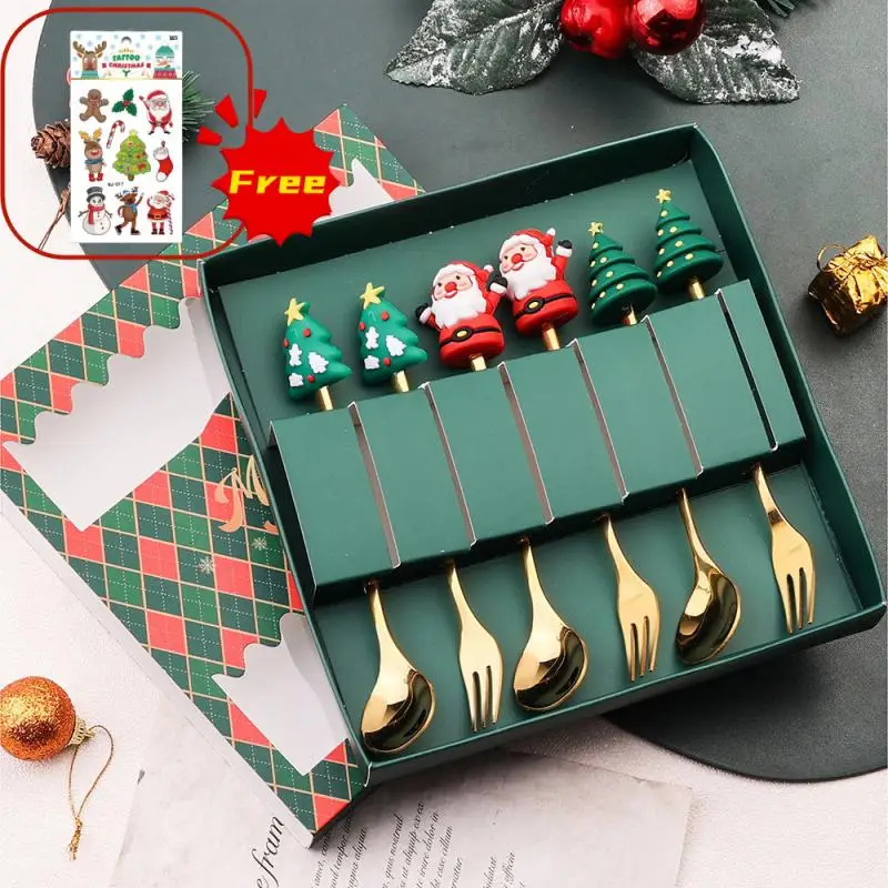 6PCS Christmas Gift Glod Spoon Fork Set Elk Christmas Tree Decoration Dessert Scoop Fruit Fork Coffee Spoon Cutlery Set
6PCS Christmas Gift Glod Spoon Fork Set Elk Christmas Tree Decoration Dessert Scoop Fruit Fork Coffee Spoon Cutlery Set