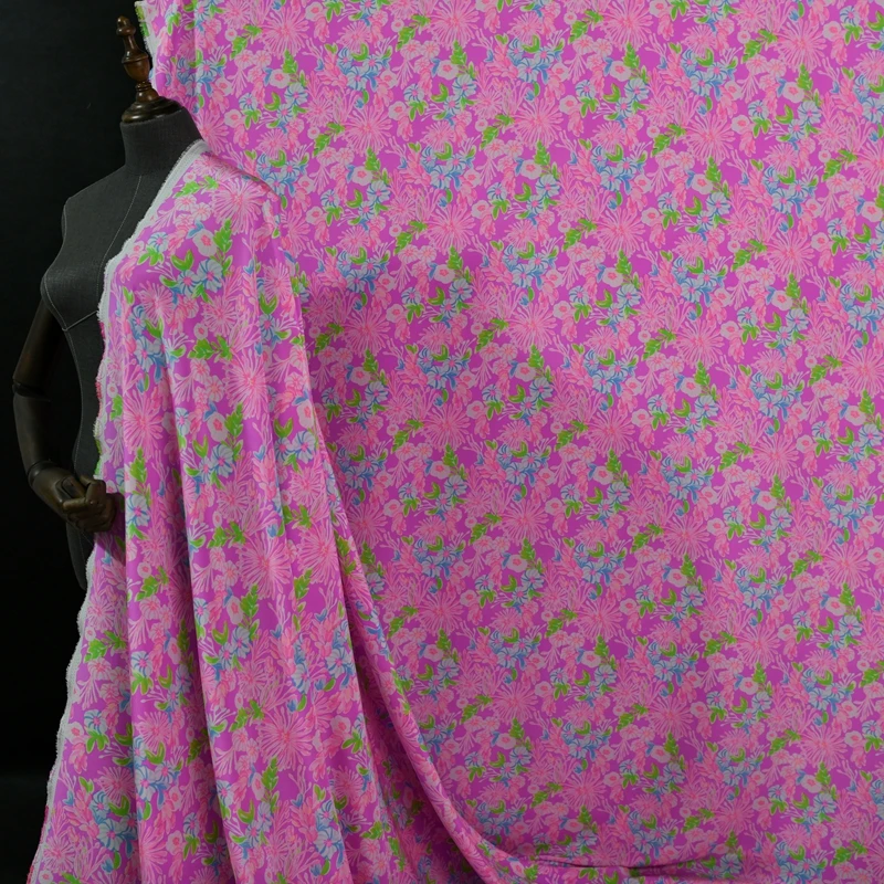 

Шелковая ткань с цветочным принтом, ширина 140 см, крепдешин 16 momme, мягкая ткань из шелка тутового шелкопряда для юбок, рубашек, шарфов, шитья
