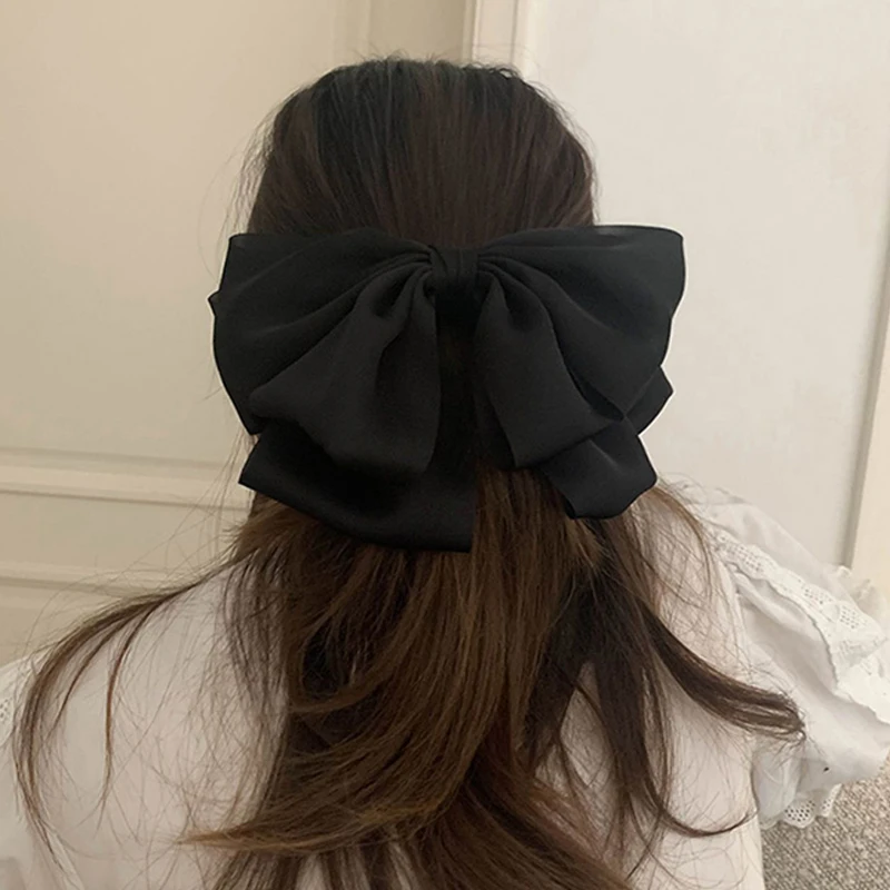 

New Bowknot Hair Clips Three Layer Bow Hairpin Large Bow Hairgrips Stain Barrettes for Women Girls Elegant Hair Accessoires
